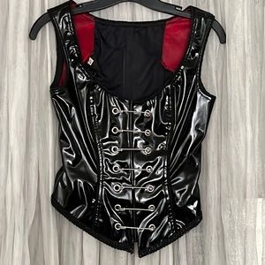 ⭐️ Shrine gothic steampunk patent leather corset big kilt pins zips up vintage S